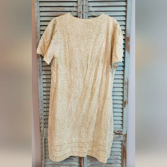 NWT NICOLE MILLER Original Womens Large White/Tan Tiered Hem Linen Blend Dress - Picture 6 of 6